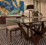 Mesa base de metal forrada con madera/ Dining table