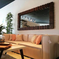 Espejo Marco Parota Sala Tienda Muebles Carpintería Vallarta México Furniture Store Interior Design