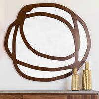 espejo de pared hecho de madera de parota decorativo