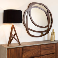 espejo de pared hecho de madera de parota decorativo