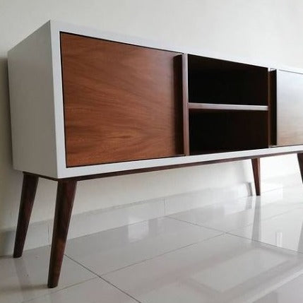 Credenza blanca frente parota/ Parota and white laquer console