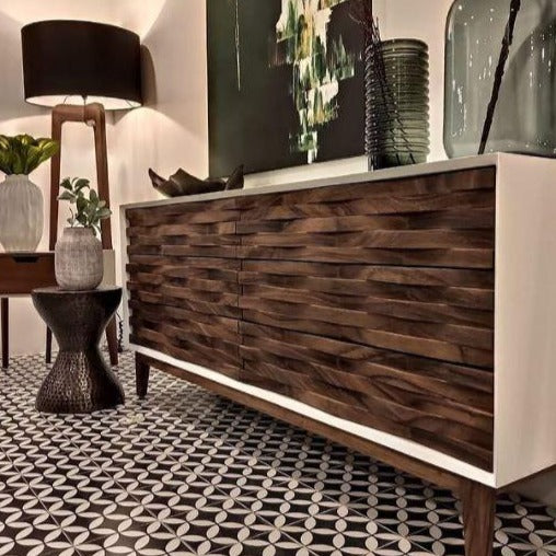 Cajonera tejida de parota- Parota credenza